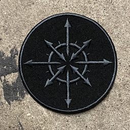 Chaos star, dark grey on black, embroidered patch