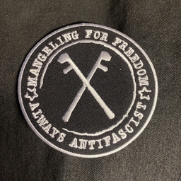 Crutches, mangeling for freedom, always antifascist - embroidered patch